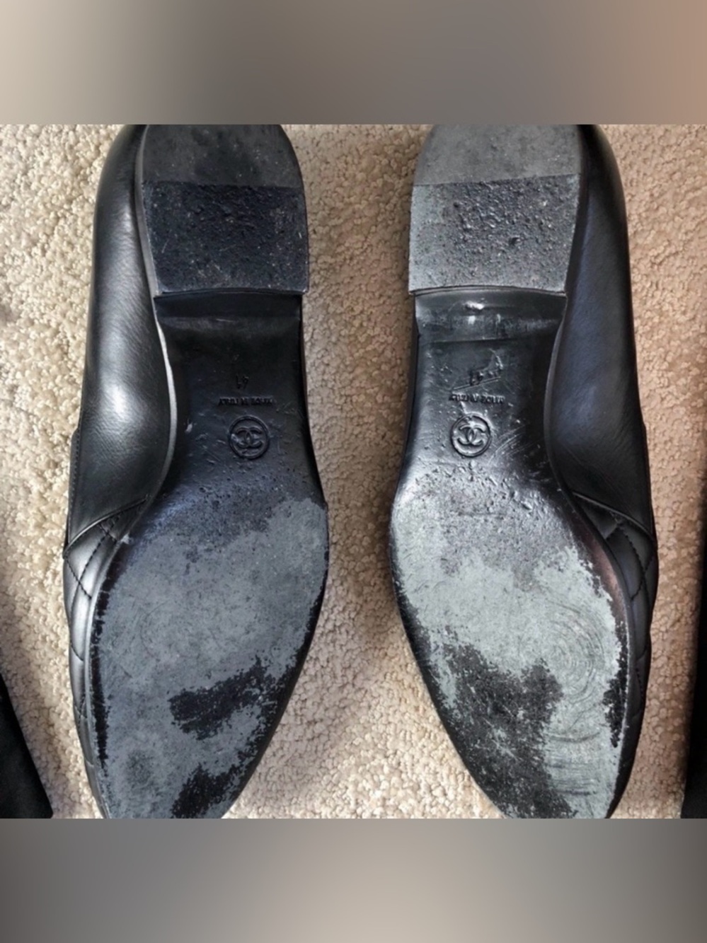 CHANEL Black Quilted Leather CC Logo Loafers - Picture 6 of 11